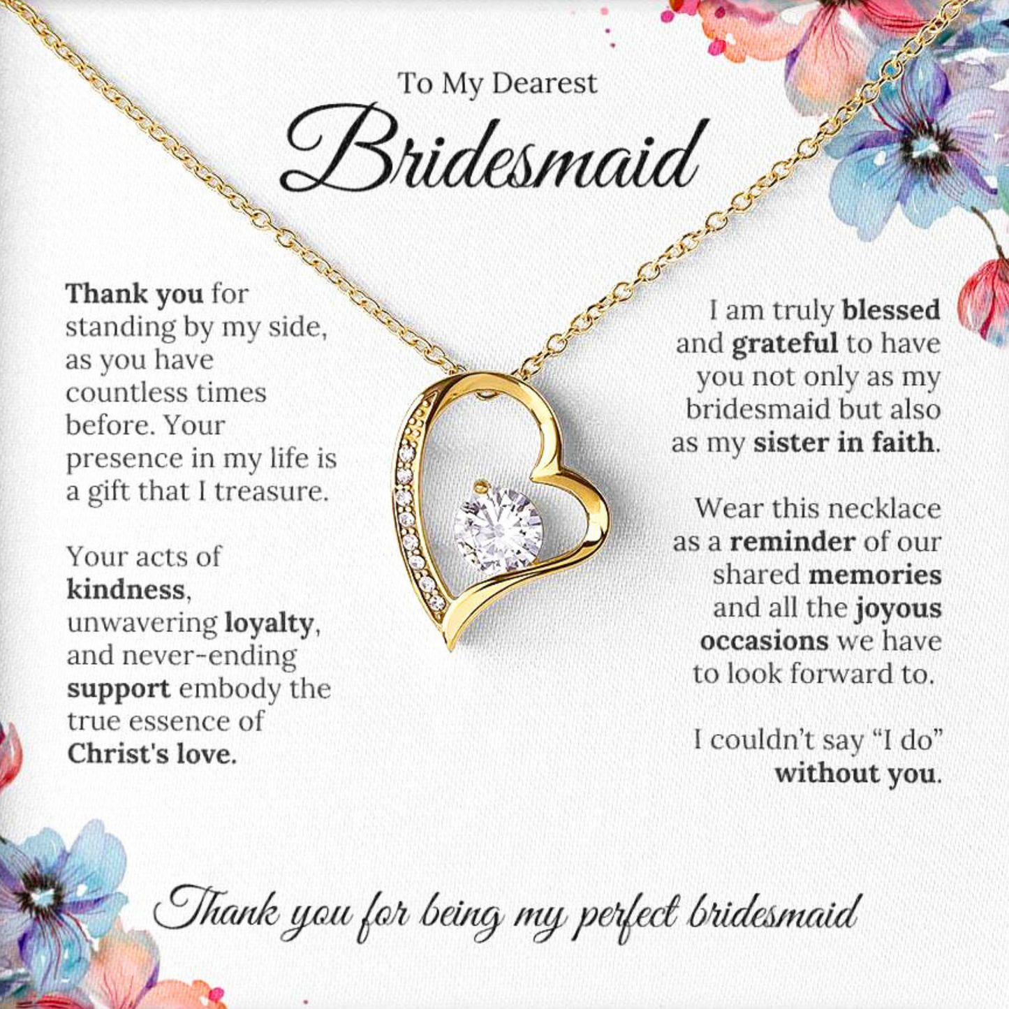 To My Bridesmaid, You Are A Treasure, Heart Pendant