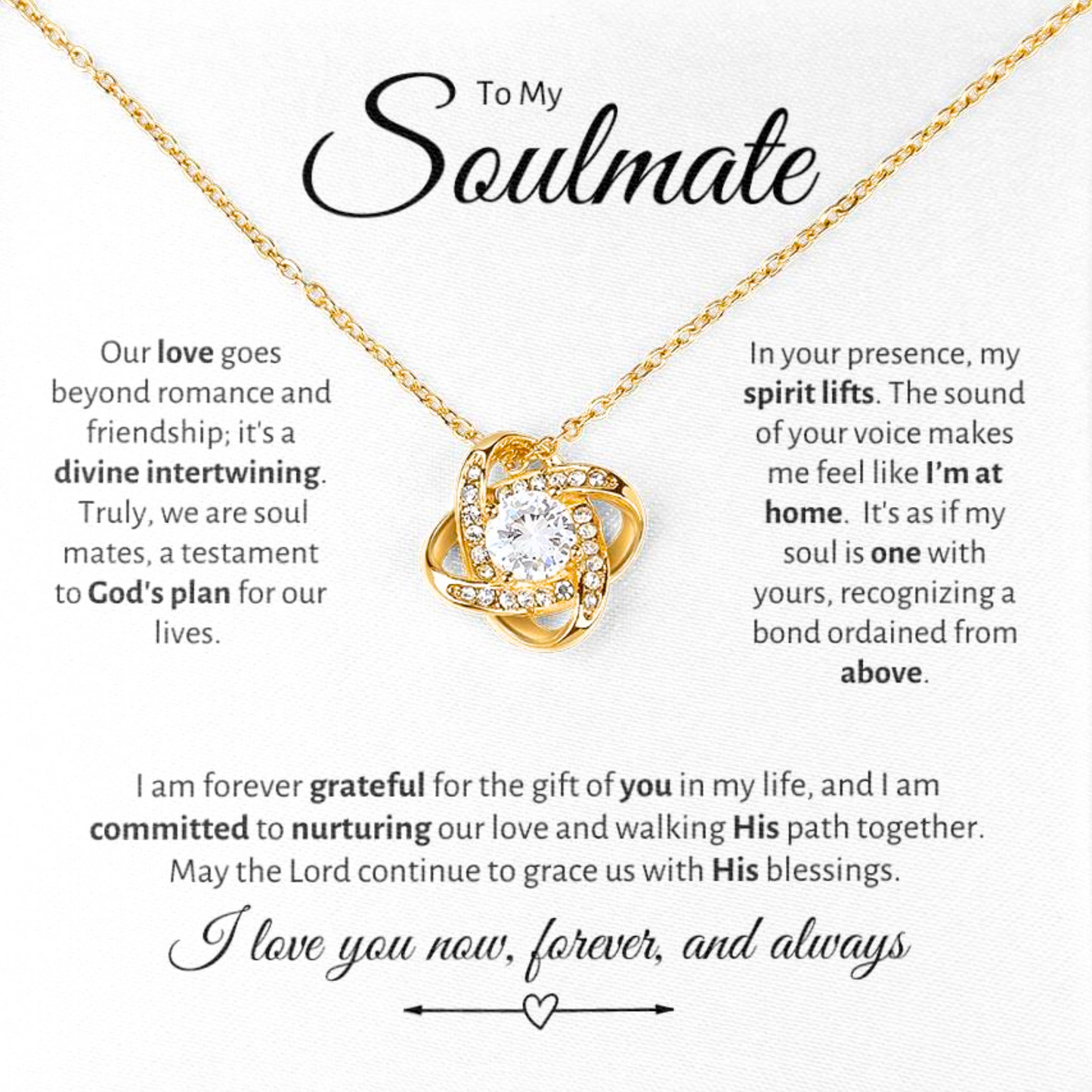 To My Soulmate, I'm At Home With You, Love Knot Necklace
